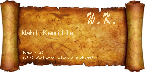 Wahl Kamilla névjegykártya
